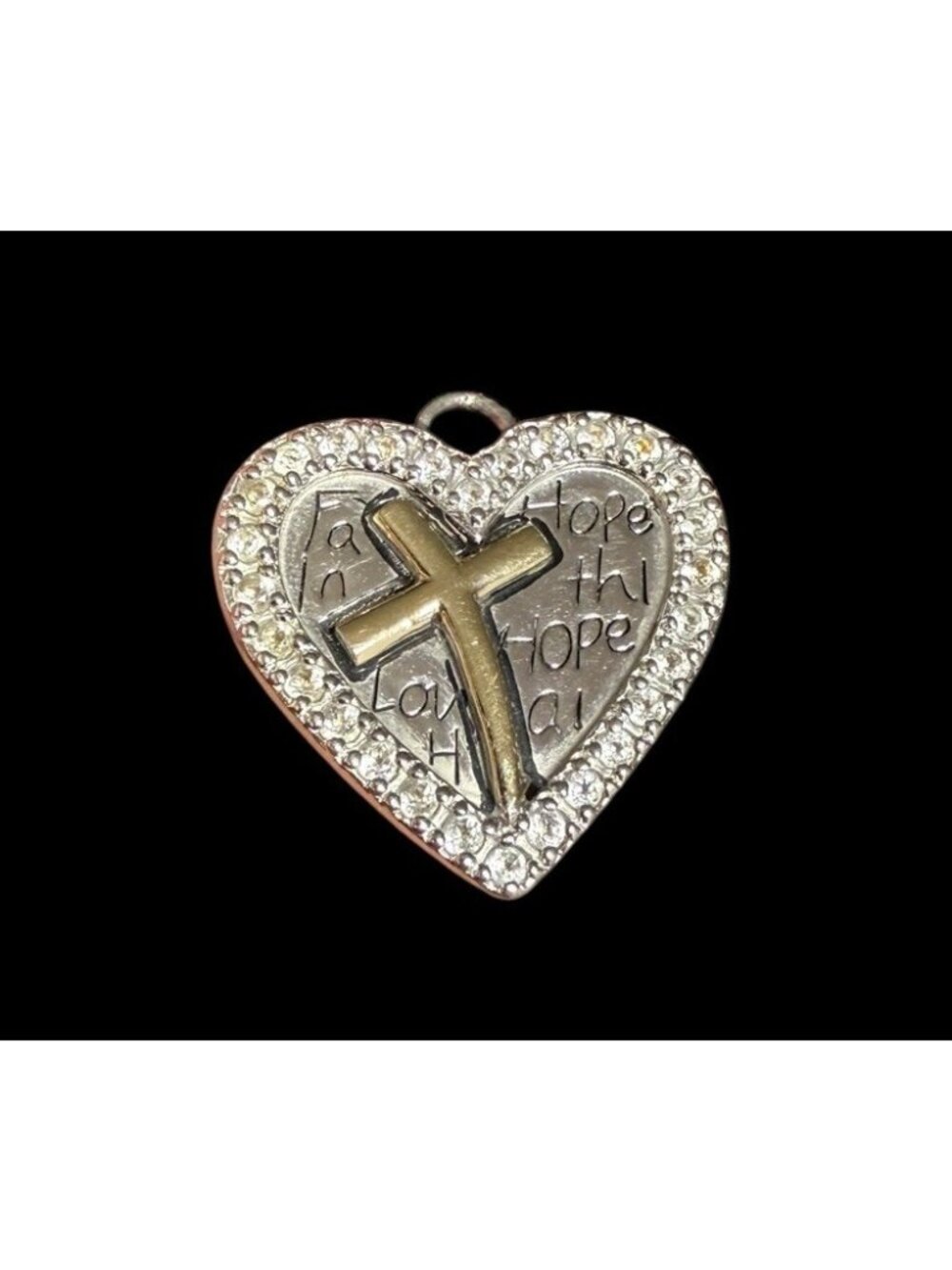 LA Rocks 925 14K Cross Heart Charm Pendant Sterling Silver “Walk In Faith”